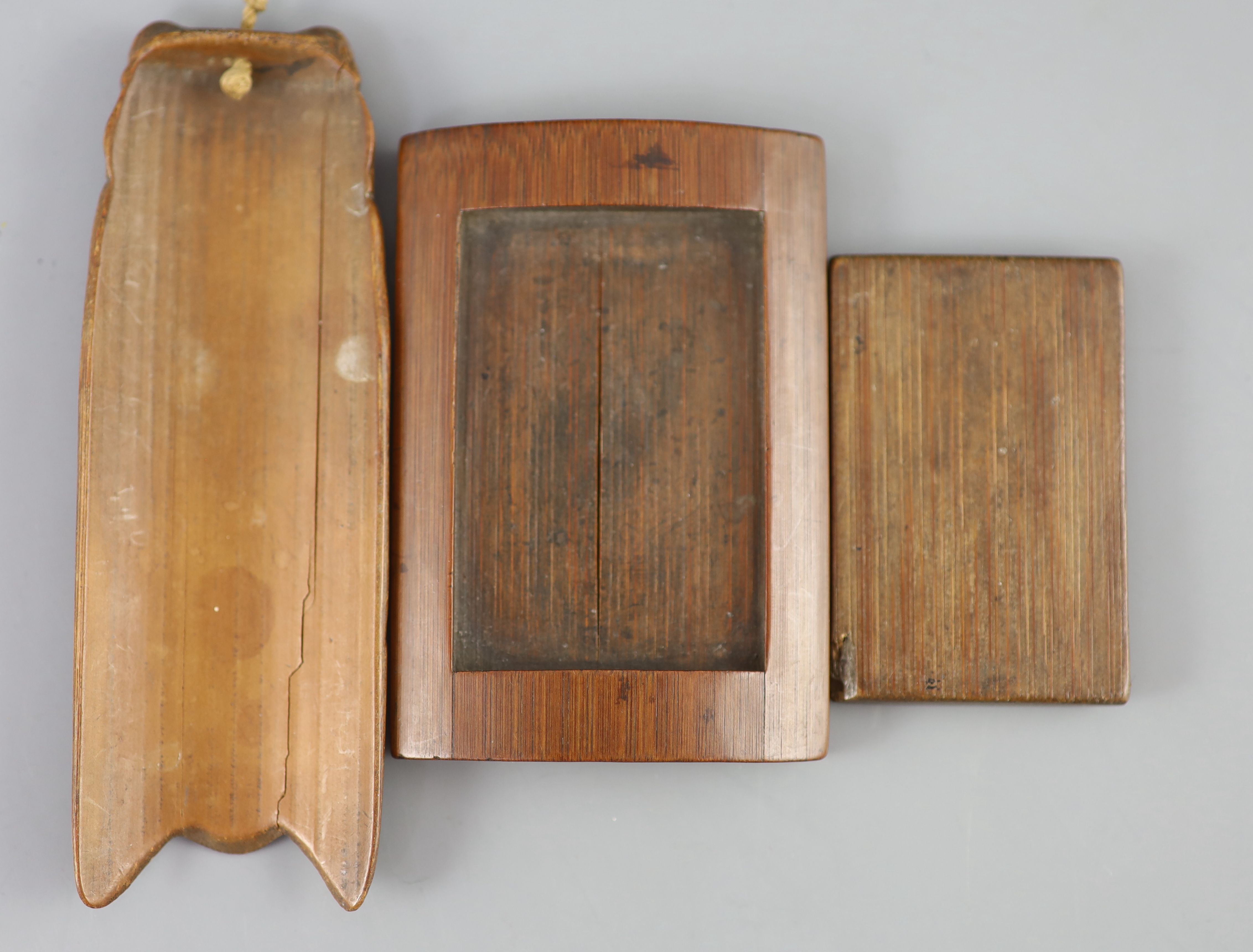 A Chinese bamboo rest or stand and a bamboo cicada charm or rest, 18th/19th century,